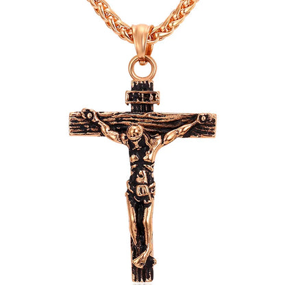 Crucifix Cross Pendant Stainless Steel Necklace